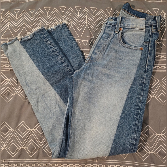 Levi's Denim - Levis 501 Spliced High Waisted Straight Leg Jeans Size 26